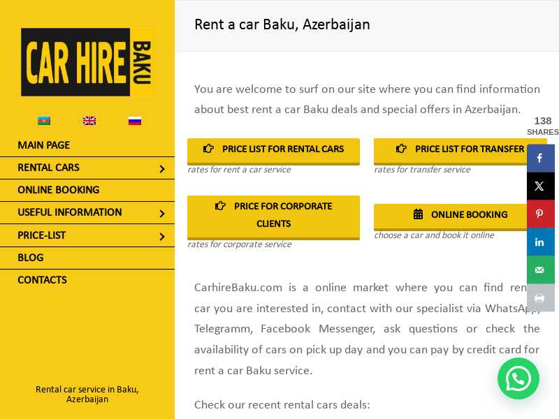 carhirebaku.com last screenshot