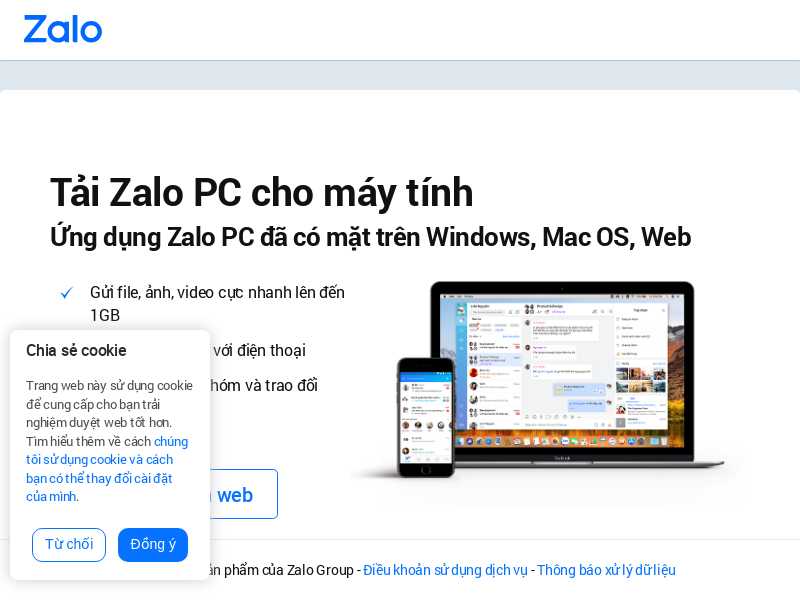 zaloapp.com last screenshot